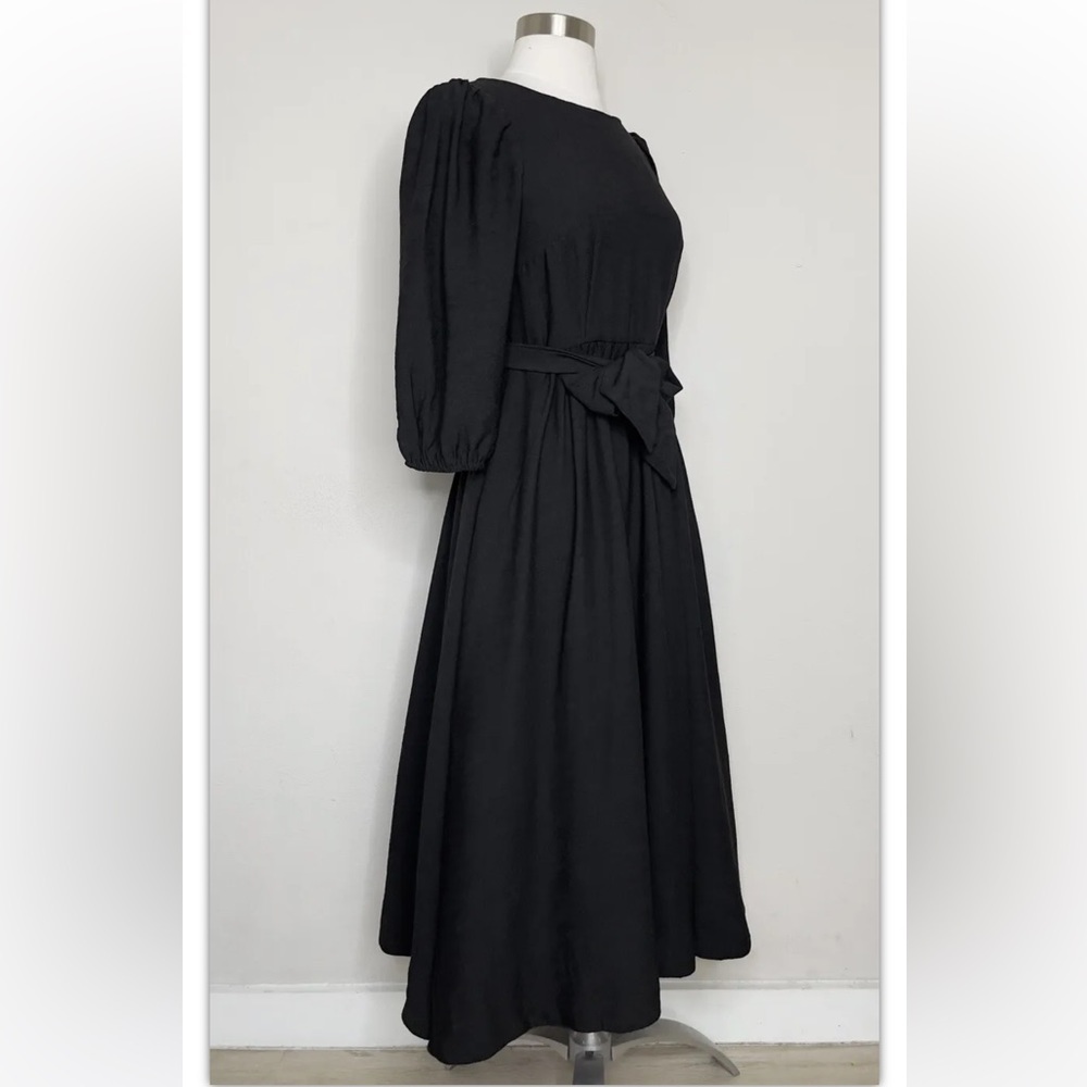 THE ODELLS ANTHROPOLOGIE Hyacinth Cross Back Midi Dress Black XS - Picture 4 of 9